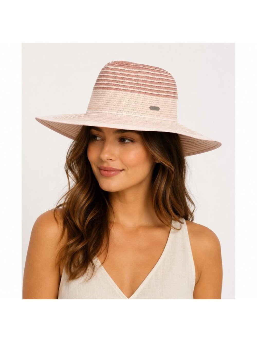 NWT Barbour Adria Ombre Fedora Summer Hat Primose Pink Womens Size Small